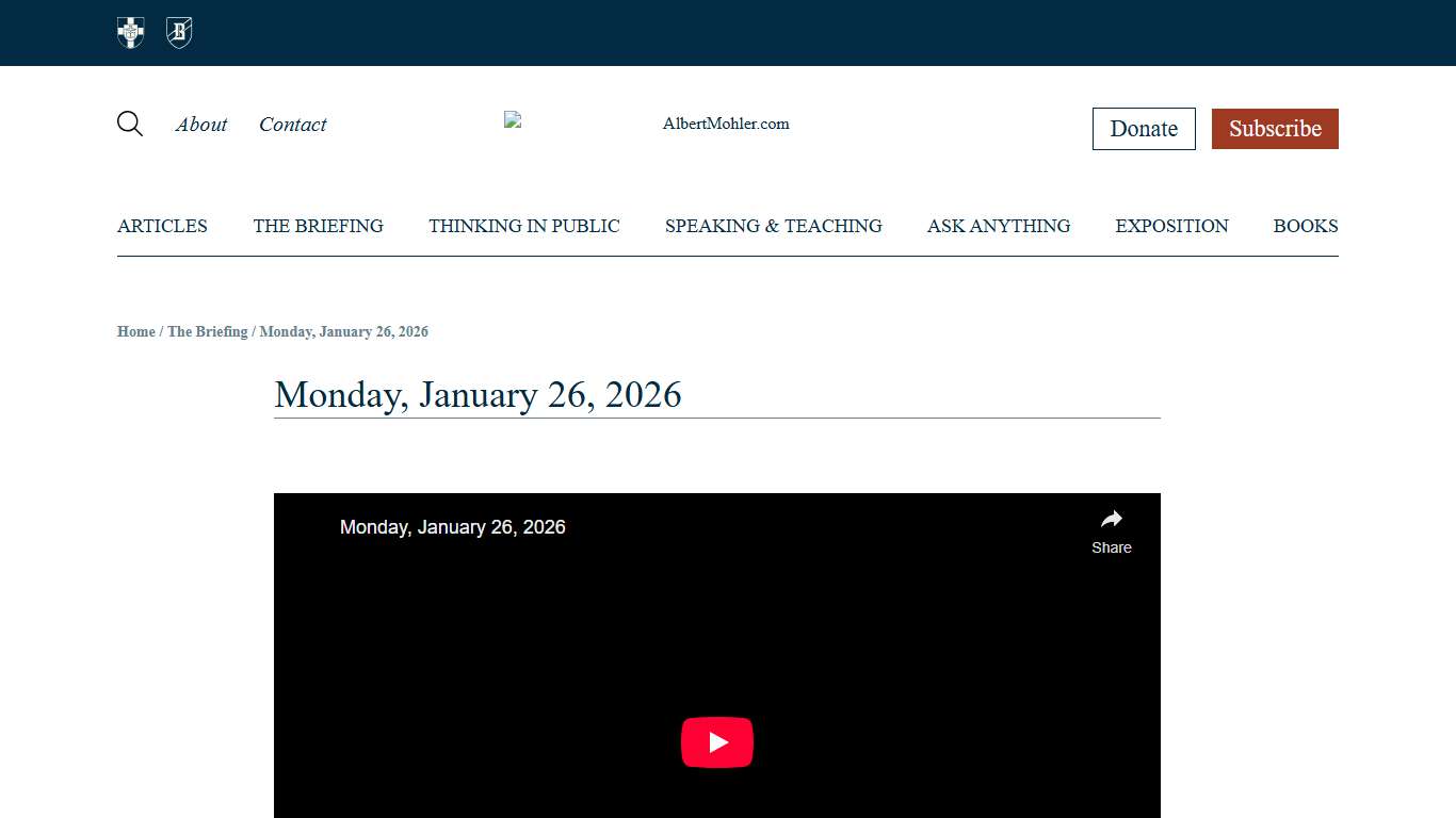 Monday, January 26, 2026 - AlbertMohler.com
